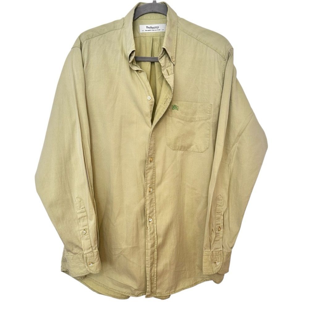 Burberry Men’s Green Button-Up Shirt Long Sleeve Size M